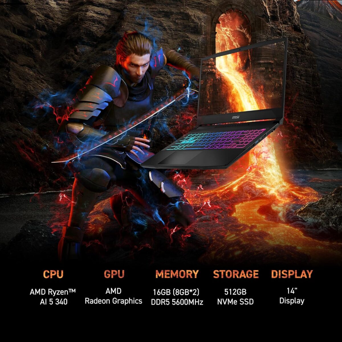 MSI Katana 15 HX 15.6â€ 165Hz QHD+ Gaming Laptop: Intel Core i9-14900HX, NVIDIA Geforce RTX 5070, 32GB DDR5, 1TB NVMe SSD, RGB Keyboard, Win 11 Home: Black B14WGK-016US