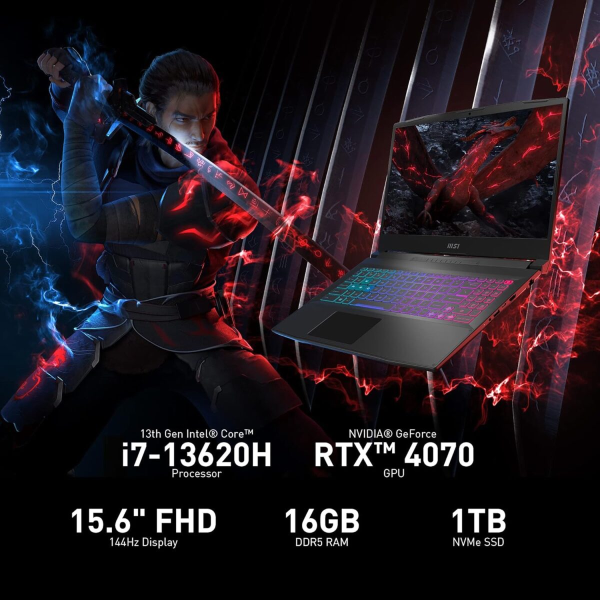 MSI Katana 15 HX 15.6â€ 165Hz QHD+ Gaming Laptop: Intel Core i9-14900HX, NVIDIA Geforce RTX 5070, 32GB DDR5, 1TB NVMe SSD, RGB Keyboard, Win 11 Home: Black B14WGK-016US