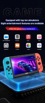 New X80 bluered Handheld Game Console 16gb Build in Many Games 7 inch HD Output Retro Game Cheap Children's Gifts Support TV Playing Games Gameboy Birthday Gift for Kids Adults