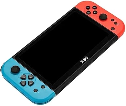 New X80 bluered Handheld Game Console 16gb Build in Many Games 7 inch HD Output Retro Game Cheap Children's Gifts Support TV Playing Games Gameboy Birthday Gift for Kids Adults