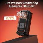 Ophanie Cordless Portable Tire Inflator - 160 Psi Digital Pressure Gauge, Air Compressor for Car Tires with Automatic Shutoff, Emergency LED Light, Compact Automotive Pump