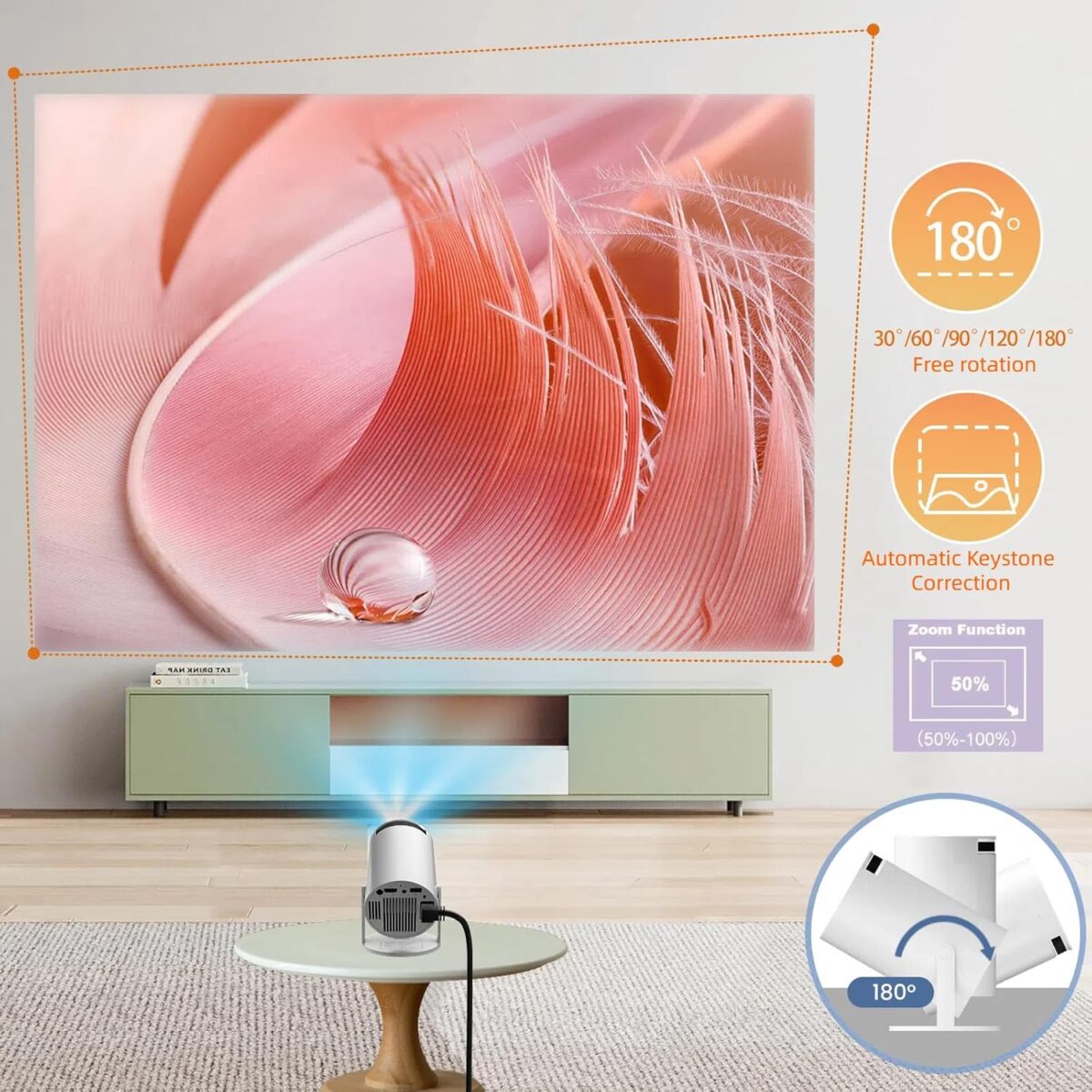 Portable Mini Game Video Projector, 30,000+ Preloaded Games, Android TV 11.0 Smart Projector, 360 ANSI, WiFi & Bluetooth, 1080P HD, Ideal for Home Theater, Gaming, Camping &...