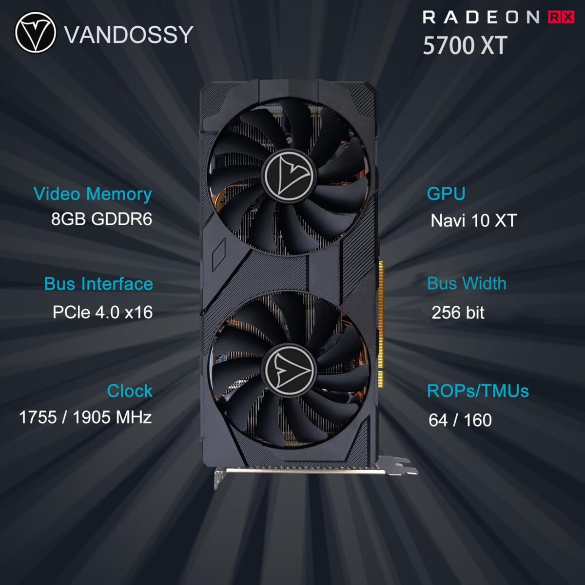Radeon RX 5700 XT Graphics Card, 8GB GDDR6 256-Bit RDNA Architecture 1755/1905 MHz (Base/Boost Clock) DirectX 12 Metal Backplate HDMI DP PCIe4.0 AAA PC Gaming Video Card