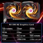 Radeon RX 590 8GB GEM Graphics Card, 2304SP 1469MHz GDDR5 256bit, RX590 GPU 8K Video Card with Dual Cooling Fan, HDMI, DP, DVI-Output, PCIE 3.0 * 16 for Computer Gaming and Office