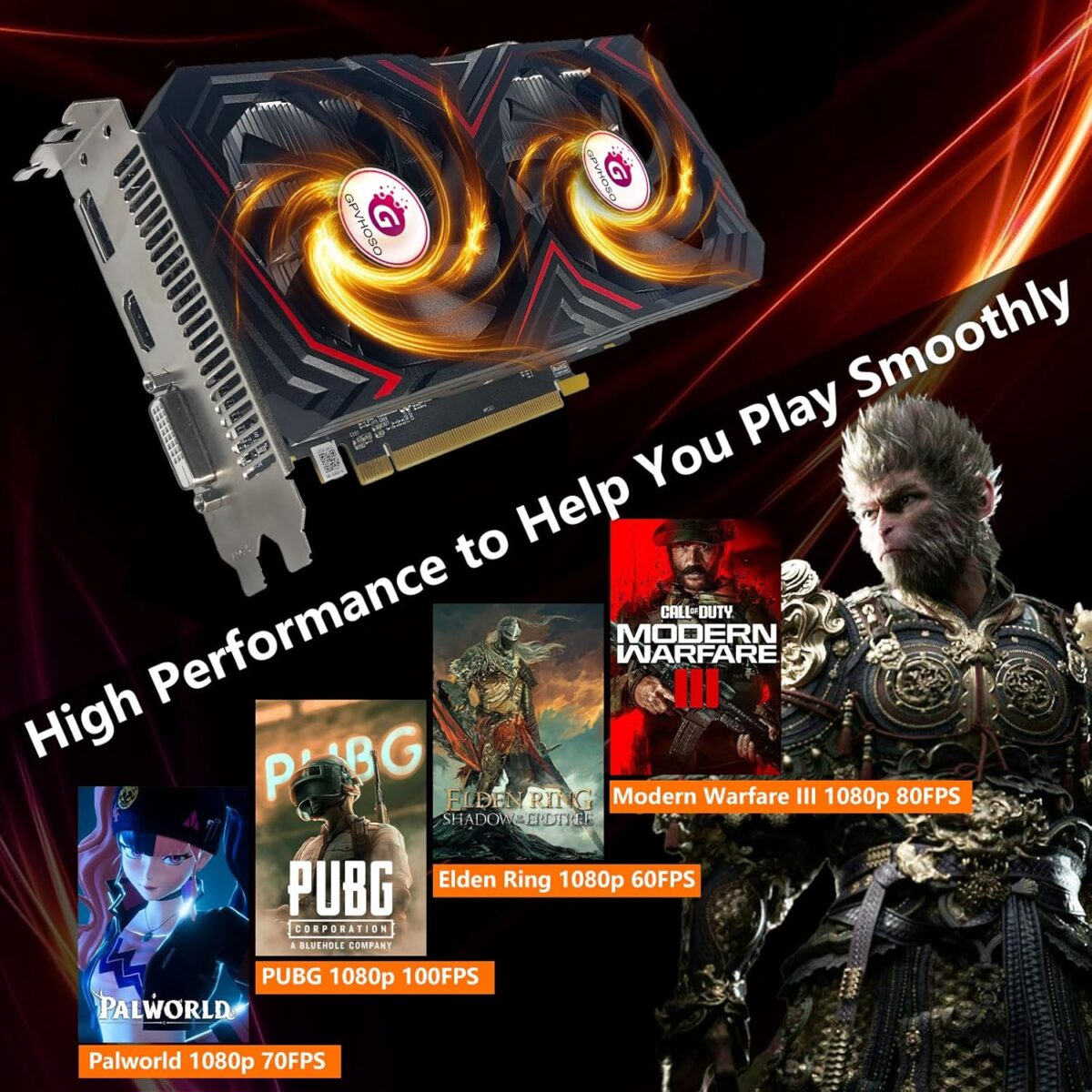 Radeon RX 590 8GB GEM Graphics Card, 2304SP 1469MHz GDDR5 256bit, RX590 GPU 8K Video Card with Dual Cooling Fan, HDMI, DP, DVI-Output, PCIE 3.0 * 16 for Computer Gaming and Office