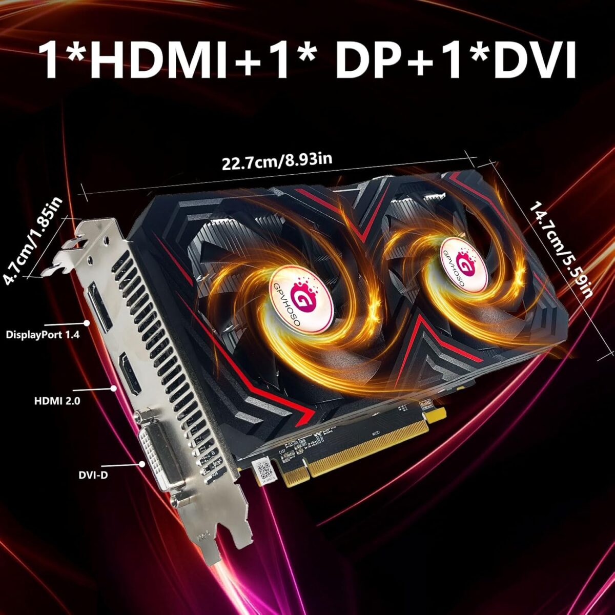 Radeon RX 590 8GB GEM Graphics Card, 2304SP 1469MHz GDDR5 256bit, RX590 GPU 8K Video Card with Dual Cooling Fan, HDMI, DP, DVI-Output, PCIE 3.0 * 16 for Computer Gaming and Office