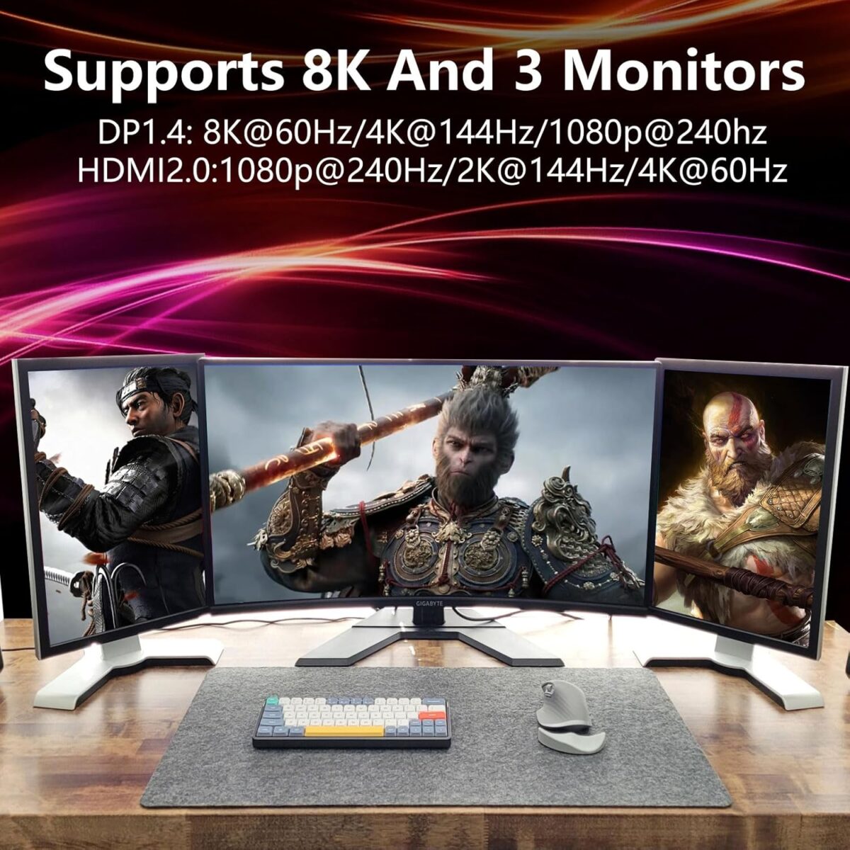 Radeon RX 590 8GB GEM Graphics Card, 2304SP 1469MHz GDDR5 256bit, RX590 GPU 8K Video Card with Dual Cooling Fan, HDMI, DP, DVI-Output, PCIE 3.0 * 16 for Computer Gaming and Office