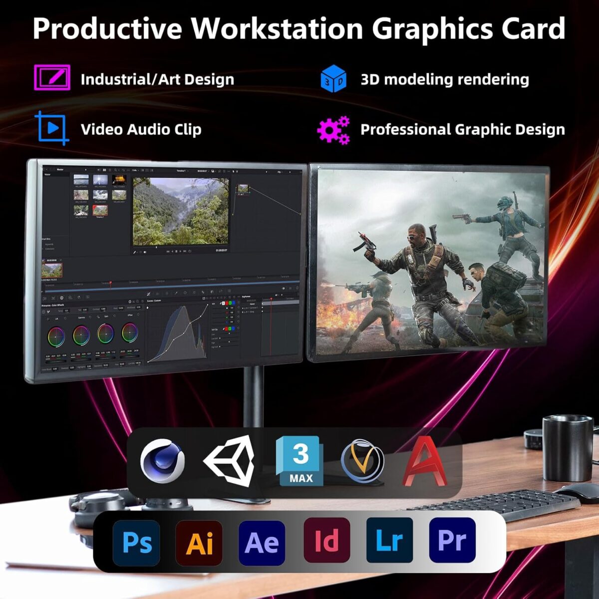Radeon RX 590 8GB GEM Graphics Card, 2304SP 1469MHz GDDR5 256bit, RX590 GPU 8K Video Card with Dual Cooling Fan, HDMI, DP, DVI-Output, PCIE 3.0 * 16 for Computer Gaming and Office