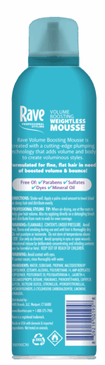 Rave Volume Boosting Weightless Mousse, Unscented, for All Hair Types, 7 oz