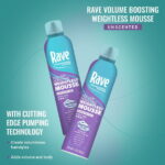 Rave Volume Boosting Weightless Mousse, Unscented, for All Hair Types, 7 oz