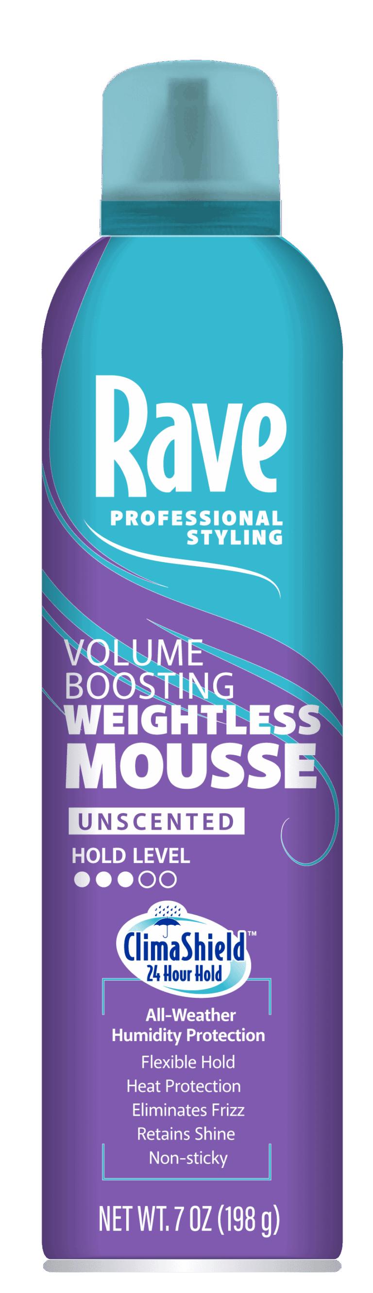 Rave Volume Boosting Weightless Mousse, Unscented, for All Hair Types, 7 oz