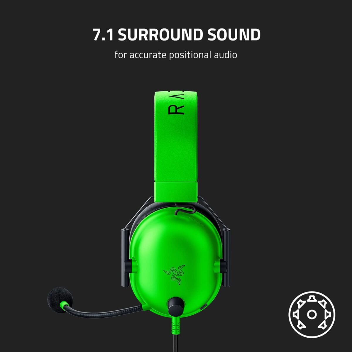 Razer BlackShark V2 X Gaming Headset: 7.1 Surround Sound - 50mm Drivers - Memory Foam Cushion - for PC, PS4, PS5, Switch - 3.5mm Audio Jack - Green
