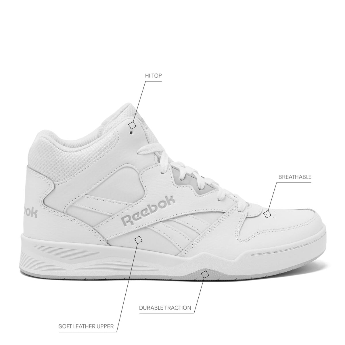 Reebok Royal BB4500 Hi2 High Top Sneakers for Men, Black or White Mens Basketball Shoes, Medium or Wide Width Size 7 to 14 Athletic Mens Shoes