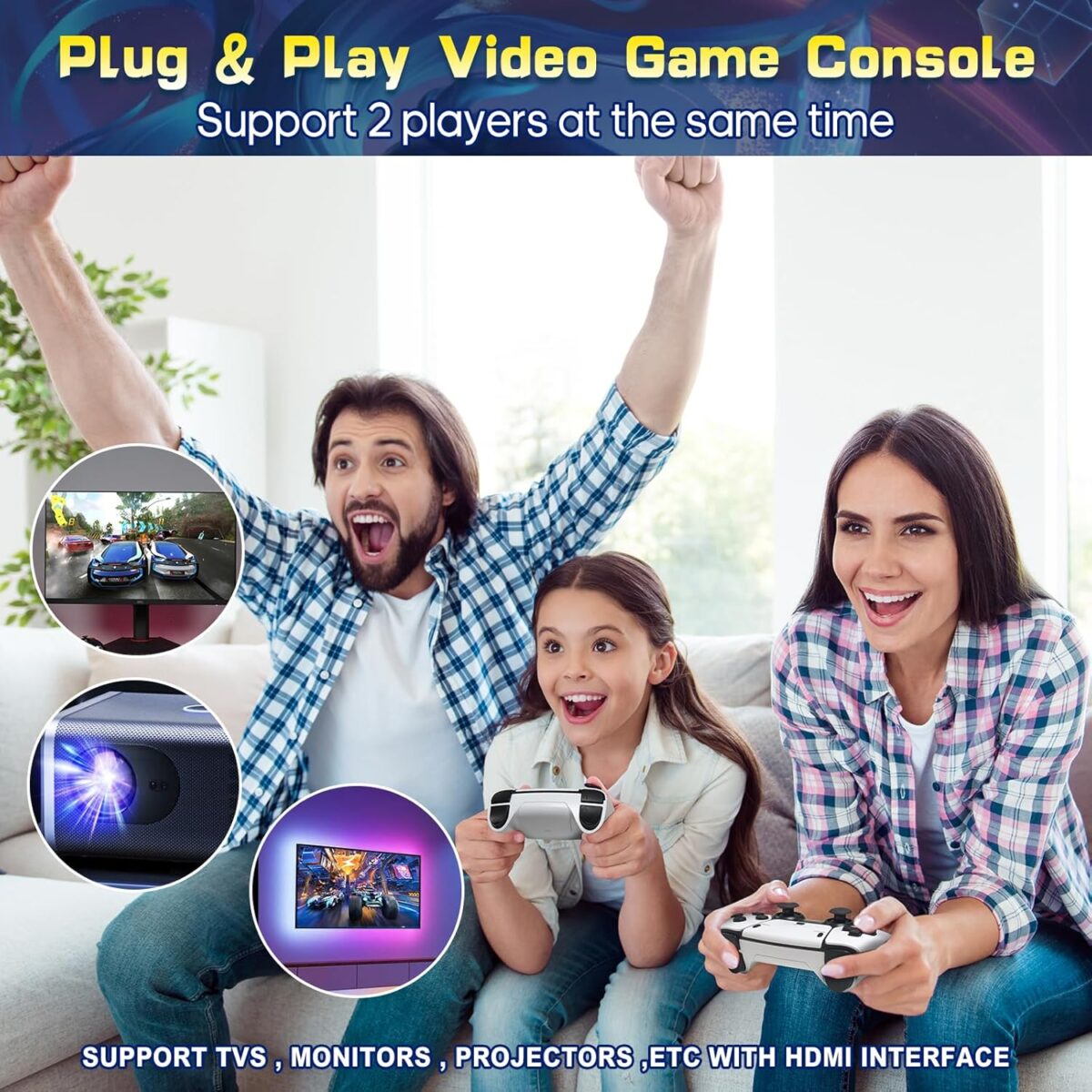 Retro Gaming Console, 20,000+ Retro Game Stick, 23 Emulators, 4K HD HDMI TV Game Stick, Includes 2 Wireless 2.4GHz Controllers,Plug & Play Video Games for TV(64GB)