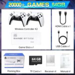Retro Gaming Console, 20,000+ Retro Game Stick, 23 Emulators, 4K HD HDMI TV Game Stick, Includes 2 Wireless 2.4GHz Controllers,Plug & Play Video Games for TV(64GB)