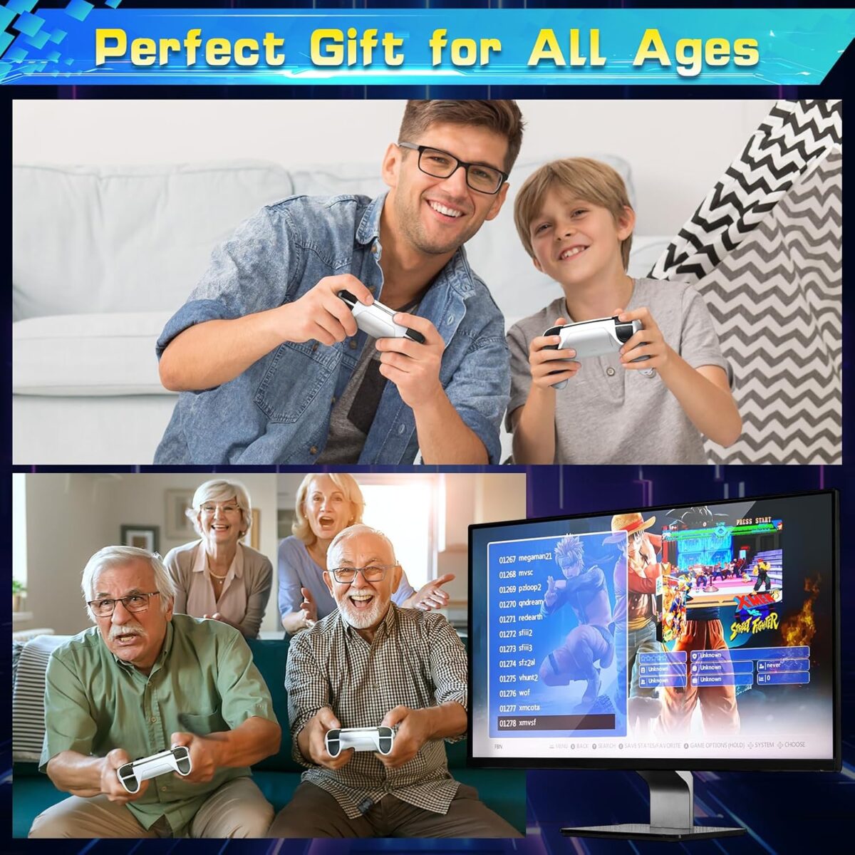 Retro Gaming Console, 20,000+ Retro Game Stick, 23 Emulators, 4K HD HDMI TV Game Stick, Includes 2 Wireless 2.4GHz Controllers,Plug & Play Video Games for TV(64GB)