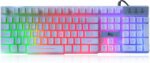 Rii RK100+ Multiple Color Rainbow LED Backlit Large Size USB Wired Mechanical Feeling Multimedia PC Gaming Keyboard,Office Keyboard for Working or Primer Gaming,Office Device