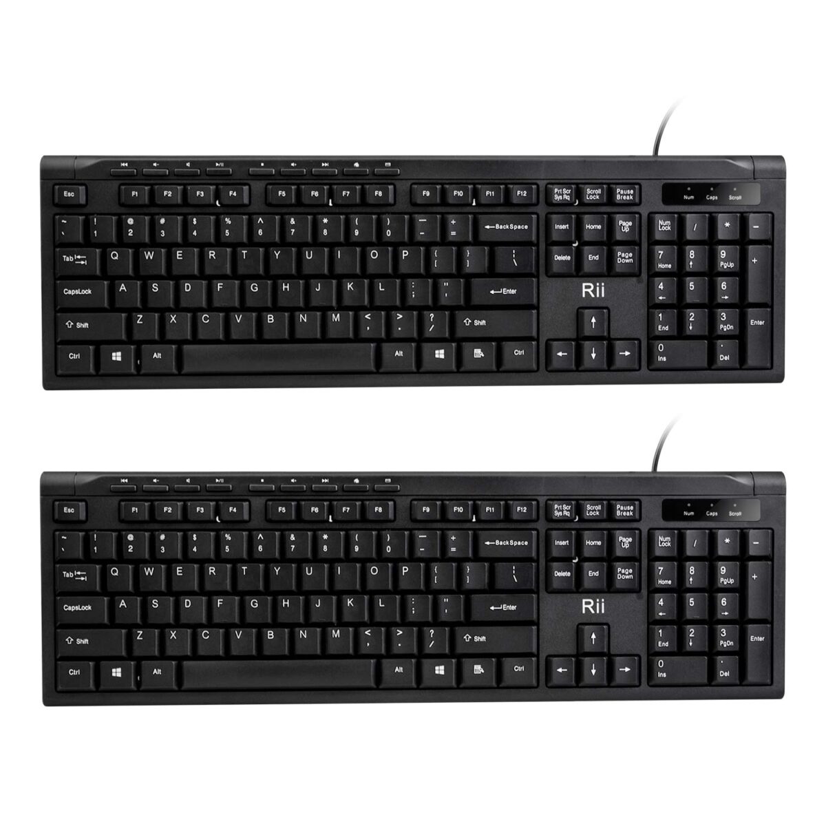 Rii RK907 Ultra-Slim Compact USB Wired Keyboard for Mac and PC,Windows 10/8 / 7 / Vista/XP (Black) (1PCS)