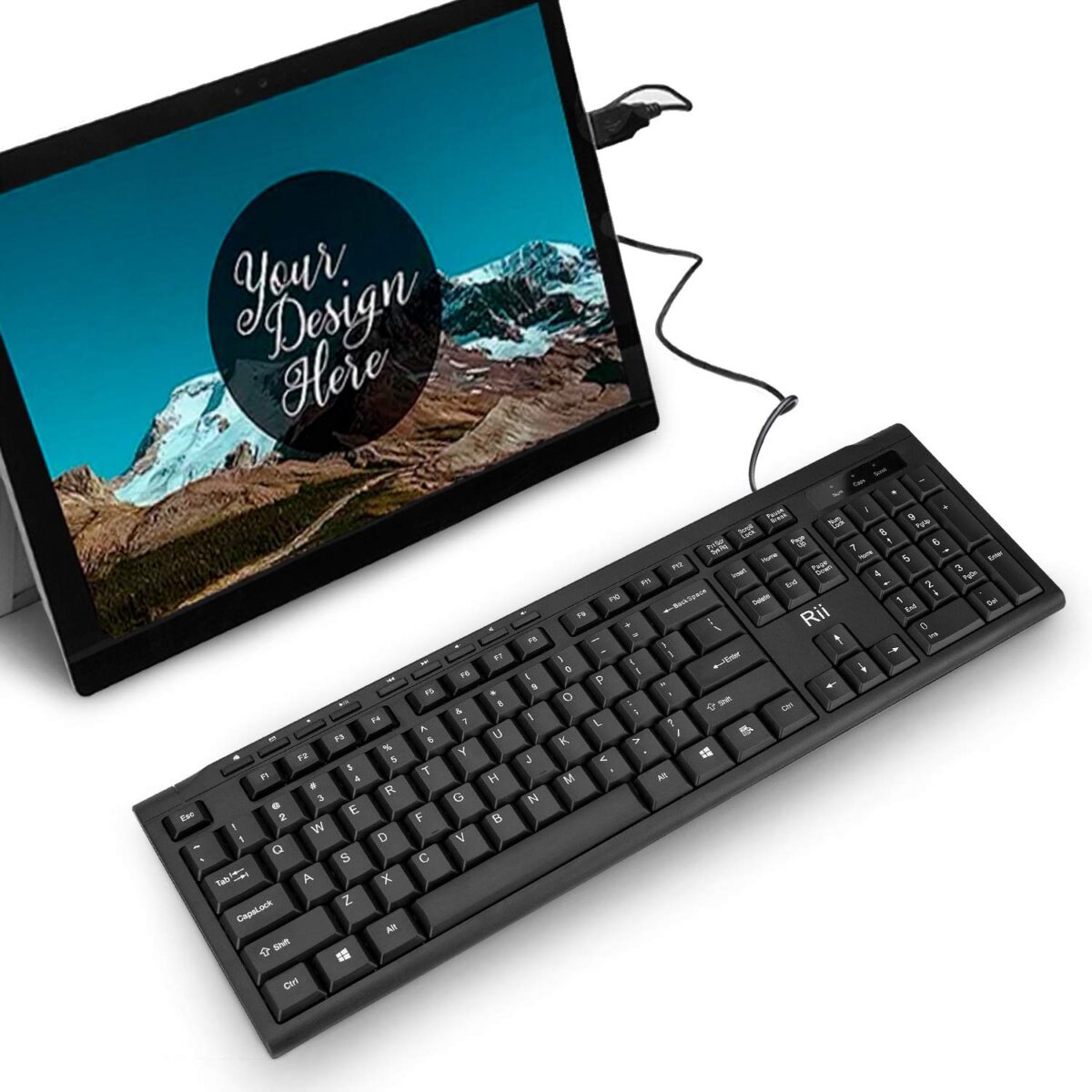 Rii RK907 Ultra-Slim Compact USB Wired Keyboard for Mac and PC,Windows 10/8 / 7 / Vista/XP (Black) (1PCS)