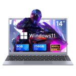 RNRUO 14.1 inch Windows 11 Pro Business Laptop, 8GB RAM, 256GB SSD, 2.64 GHz Intel Pentium J3710, 1920x1080 FHD WiFi 5 BT5.0, Gray