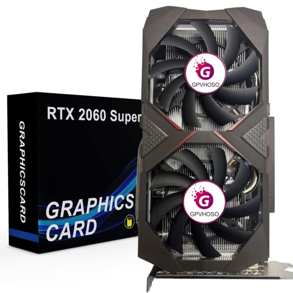 RTX 2060 Super 8GB Graphics Card 256Bit GDDR6 Video Card with Ray Tracing, Dual Fans, PCI Express x 16 3.0 HDMI Display Port DVI, Supports Up to 8K for Office Creative Work PC...
