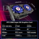 RTX 2060 Super 8GB Graphics Card 256Bit GDDR6 Video Card with Ray Tracing, Dual Fans, PCI Express x 16 3.0 HDMI Display Port DVI, Supports Up to 8K for Office Creative Work PC...