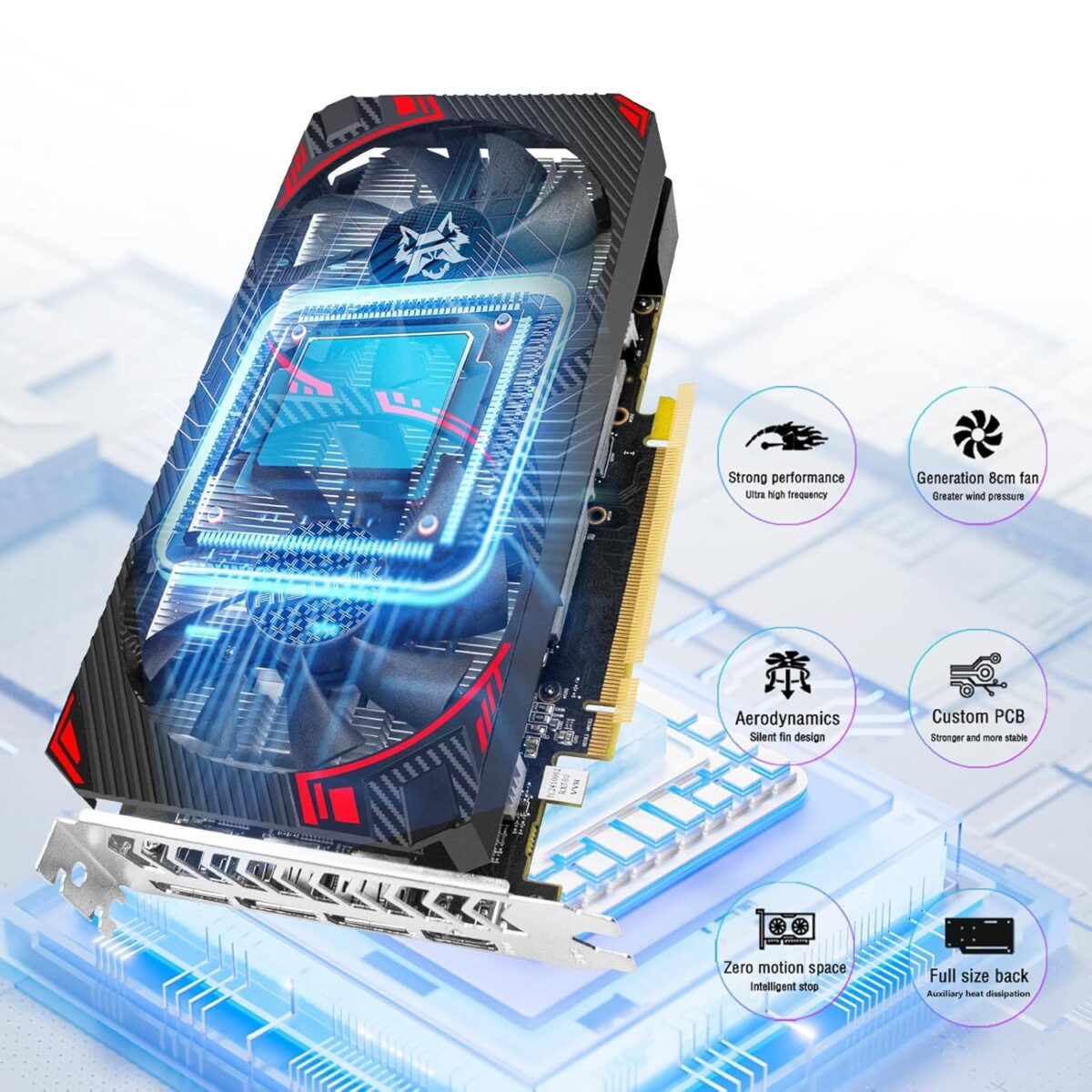 RX 580 Graphics Card 8GB GDDR5 2048 SP PCIe 3.0 Dual Fan Cooling DirectX 12 256-Bit HDMI/DP/DVI Outputs Video vard for Gaming PC and Streaming