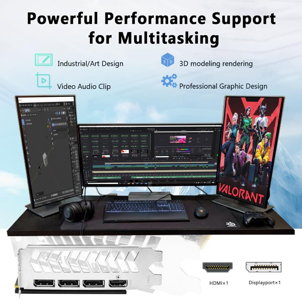 RX 580 Graphics Card 8GB GDDR5 2048 SP PCIe 3.0 Dual Fan Cooling DirectX 12 256-Bit HDMI/DP/DVI Outputs Video vard for Gaming PC and Streaming