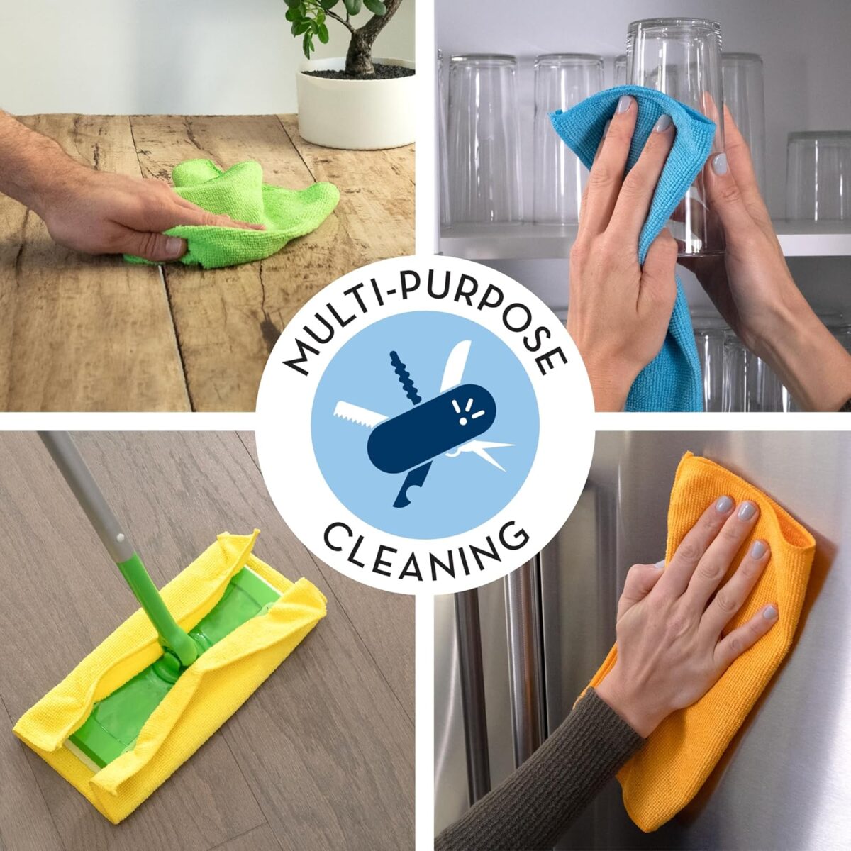 S&T INC. 100 Pack Microfiber Cleaning Cloth, Bulk Towels for Home, Reusable Microfiber Towels for Cars, Cleaning Rags, Assorted, 11.5 Inches x 11.5 Inches, 100 Count