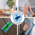S&T INC. 100 Pack Microfiber Cleaning Cloth, Bulk Towels for Home, Reusable Microfiber Towels for Cars, Cleaning Rags, Light Blue, 11.5 Inches x 11.5 Inches, 100 Count
