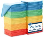 S&T INC. 100 Pack Microfiber Cleaning Cloth, Bulk Towels for Home, Reusable Microfiber Towels for Cars, Cleaning Rags, Assorted, 11.5 Inches x 11.5 Inches, 100 Count