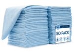 S&T INC. 100 Pack Microfiber Cleaning Cloth, Bulk Towels for Home, Reusable Microfiber Towels for Cars, Cleaning Rags, Light Blue, 11.5 Inches x 11.5 Inches, 100 Count