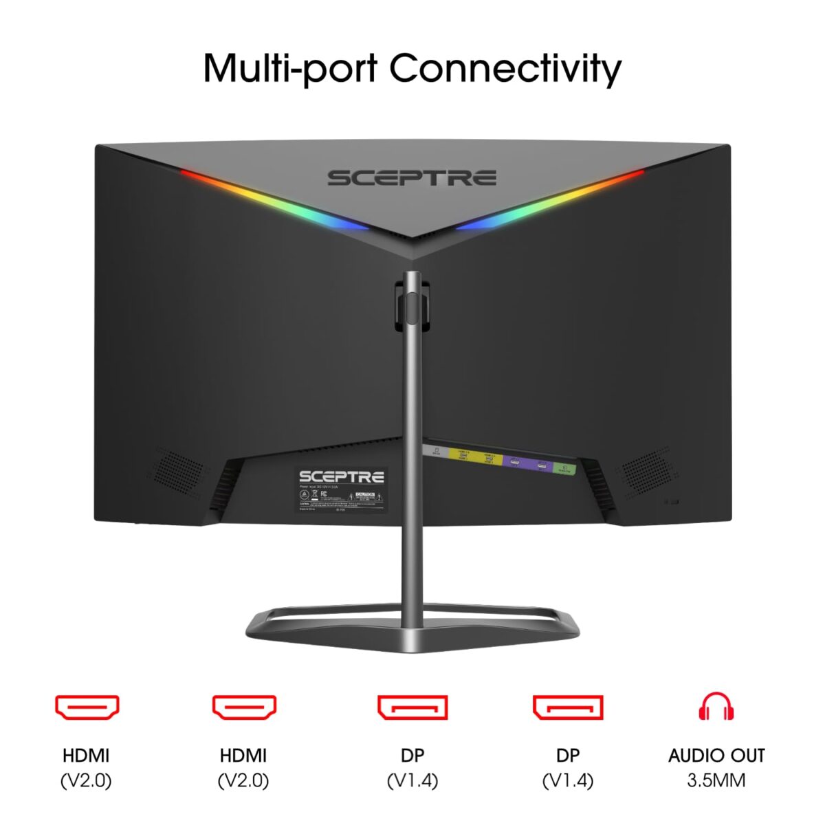 Sceptre Curved 24.5-inch Gaming Monitor up to 240Hz 1080p R1500 1ms DisplayPort x2 HDMI x2 Blue Light Shift Build-in Speakers, Machine Black 2023 (C255B-FWT240)