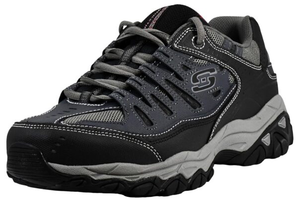 Skechers Men's Afterburn M. Fit Fashion Sneakers – Leather Upper, Memory Foam Insole, Rubber Outsole