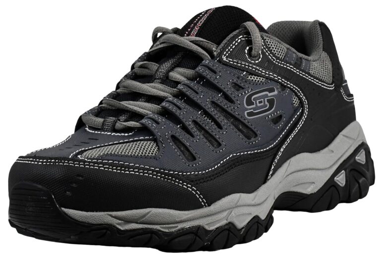 Skechers Men's Afterburn M. Fit Fashion Sneakers – Leather Upper, Memory Foam Insole, Rubber Outsole