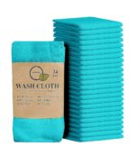 Softolle 100% Cotton Ring Spun Wash Cloths – Bulk Pack of Washcloths – 12x12 Inches – Wash Cloth for Face, Highly Absorbent, Soft and Face Towels (Dark Green, 24 Pack)