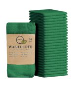 Softolle 100% Cotton Ring Spun Wash Cloths – Bulk Pack of Washcloths – 12x12 Inches – Wash Cloth for Face, Highly Absorbent, Soft and Face Towels (Dark Green, 24 Pack)