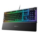 SteelSeries Apex 3 RGB Gaming Keyboard – 10-Zone RGB Illumination – IP32 Water Resistant – Premium Magnetic Wrist Rest (Whisper Quiet Gaming Switch)