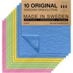 SUPERSCANDI 10 Pack Reusable Cleaning Cloths - 100% Biodegradable & Compostable | Washable Swedish Dishcloth - Food-Safe & Plastic-Free | Kitchen Cloth Suitable for Any Surface,...