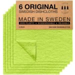 SUPERSCANDI 6 Pack Swedish Dishcloths for Kitchen - 100% Biodegradable & Compostable Reusable Paper Towels Washable, Food-Safe & Without Plastic - Dish Rags Suitable for Any...