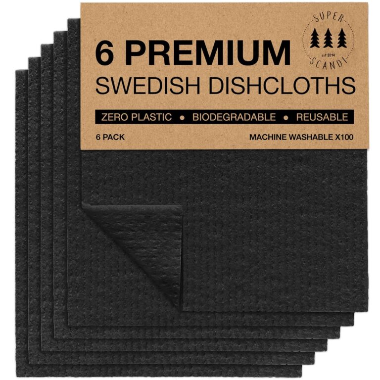 SUPERSCANDI 6 Pack Swedish Dishcloths for Kitchen - 100% Biodegradable & Compostable Reusable Paper Towels Washable, Food-Safe & Without Plastic - Dish Rags Suitable for Any...