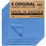 SUPERSCANDI 6 Pack Swedish Dishcloths for Kitchen - 100% Biodegradable & Compostable Reusable Paper Towels Washable, Food-Safe & Without Plastic - Dish Rags Suitable for Any...
