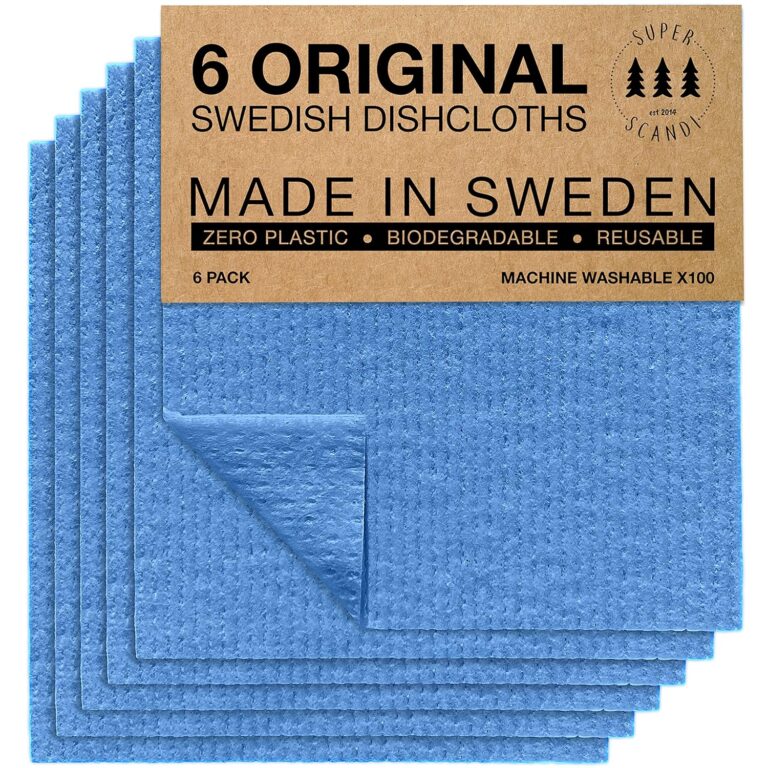 SUPERSCANDI 6 Pack Swedish Dishcloths for Kitchen - 100% Biodegradable & Compostable Reusable Paper Towels Washable, Food-Safe & Without Plastic - Dish Rags Suitable for Any...