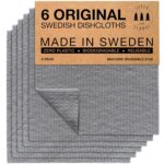 SUPERSCANDI 6 Pack Swedish Dishcloths for Kitchen - 100% Biodegradable & Compostable Reusable Paper Towels Washable, Food-Safe & Without Plastic - Dish Rags Suitable for Any...
