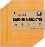 Swedish Dishcloths - 10 Pack Reusable Kitchen Dishcloths - Ultra Absorbent Dish Towels for Washing Dishes - Cellulose Sponge Cloth Cleaning Cloths - Orange