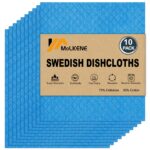 Swedish Dishcloths - 10 Pack Reusable Kitchen Dishcloths - Ultra Absorbent Dish Towels for Washing Dishes - Cellulose Sponge Cloth Cleaning Cloths - Blue