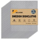 Swedish Dishcloths for Kitchen | 10 Pack Absorbent Cellulose Sponge Cloths Washable | Non-Scratch Reusable Paper Towels Quick Drying Cleaning Rag - Grey