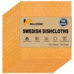 Swedish Dishcloths for Kitchen | 10 Pack Absorbent Cellulose Sponge Cloths Washable | Non-Scratch Reusable Paper Towels Quick Drying Cleaning Rag - Grey