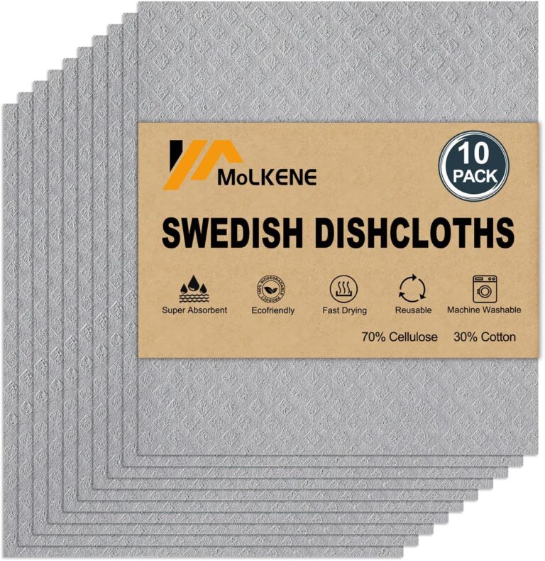 Swedish Dishcloths for Kitchen | 10 Pack Absorbent Cellulose Sponge Cloths Washable | Non-Scratch Reusable Paper Towels Quick Drying Cleaning Rag - Grey