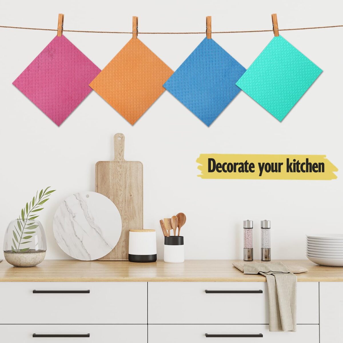 Swedish Dishcloths for Kitchen | 10 Pack Absorbent Cellulose Sponge Cloths Washable | Non-Scratch Reusable Paper Towels Quick Drying Cleaning Rag - Grey